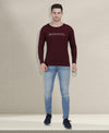 HiFlyers Men Burgundy Regular Fit Printed Round Neck T-Shirt