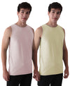 Almo Men’S Cotton Vest|Premium Melange Cotton|Regular Fit|Soft, Breathable, Fade-Resistant | Anti-Bacterial & Lightweight | Ideal For Gym/Sports Activities|Pack Of 2|Peach::Tan
