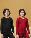 T.T. Boys & Girls |Slim Fit| Cotton Fleece |Full Sleeves|Round Neck|Trendy Winter Wear|Dyed Top Pack Of 2-Red-Black