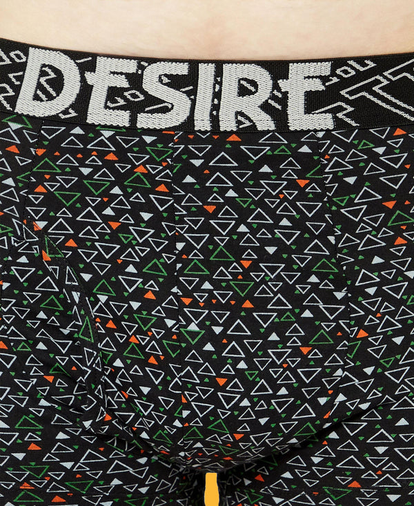 T.T. Mens Desire 100% Combed Cotton Printed Mini Top Elastic Trunk Pack Of 3 Black-Navy-Red