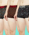 T.T. Mens Desire 100% Combed Cotton Printed Mini Top Elastic Trunk Pack Of 3 Grey-Navy-Orange