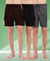 T.T. Men Regular Fit Poly Jersey Cut And Sew Bermuda Short Pack Of 3-Black-Brown-Grey
