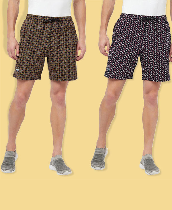 T.T. Men Cool Printed Shorts Pack Of 2 Yellow-Black