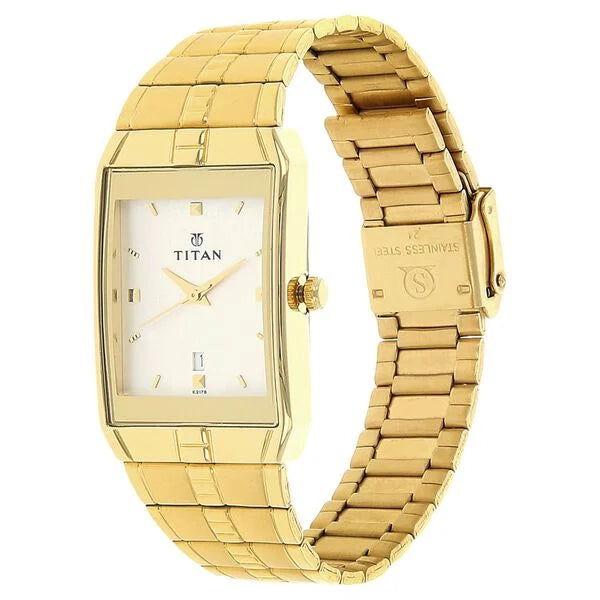 Analog with Date Silver Dial Metal Strap watch for Men