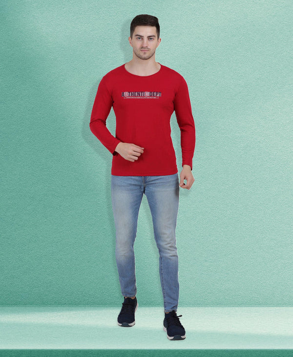 HiFlyers Men Red Regular Fit Printed Round Neck T-Shirt