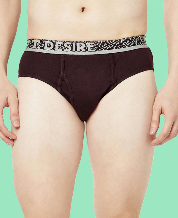T.T. Mens Desire 100% Combed Cotton Front Open Brief Top Elastic Pack Of 2 Black-Dark Brown