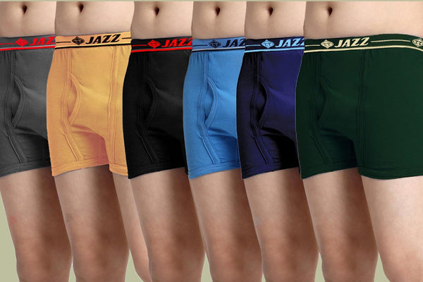 T.T. Boys |Regular Fit|Breathable & Soft Innerwear|Front Open Kids Trunks| Pure Cotton |Jazz Fine Long Top Elastic Trunks|Boys TrunksPack Of 6-Assorted