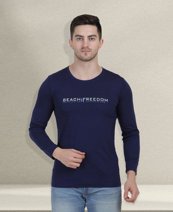 HiFlyers Men Teal Blue Regular Fit Printed Round Neck T-Shirt