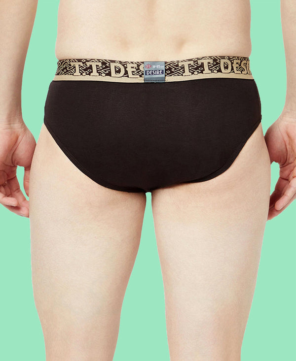 T.T. Mens Desire 100% Combed Cotton Front Open Brief Top Elastic Pack Of 2 Navy-Dark Brown