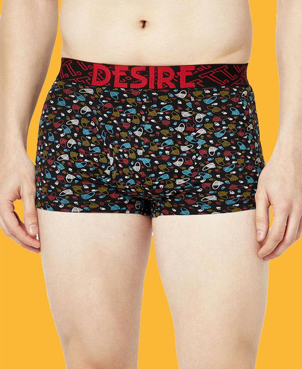 T.T. Mens Desire 100% Combed Cotton Printed Mini Top Elastic Trunk Pack Of 2 Navy-Orange