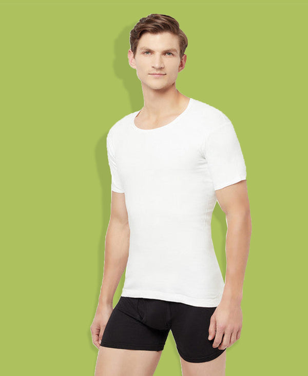 T.T. Men Interlock Vest Half Sleeve Pack Of 2 White