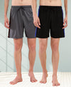 T.T. Men Regular Fit Poly Jersey Cut And Sew Bermuda Short Pack Of 2-Black-Grey
