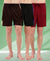 T.T. Men Regular Fit Poly Jersey Cut And Sew Bermuda Short Pack Of 3-Black-Brown-Maroon