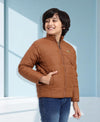 HiFlyers Boys Regular Fit | Polyster |Fluffy Full Sleeves |Quilted Insulation|High Neck Stand Collar|Zipper Jacket -Brown