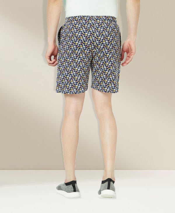 T.T. Mens Cotton Regular FitPrinted Bermuda Shorts With ZipperBlue-White