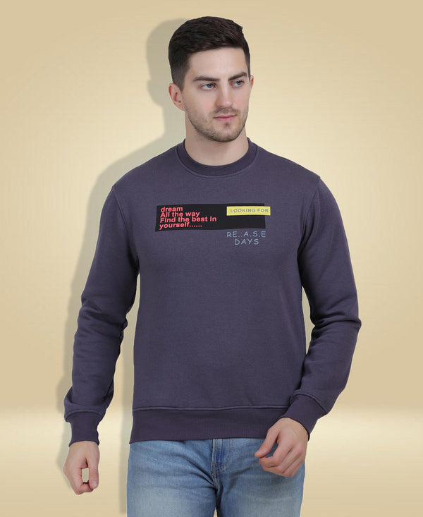 HiFlyers Mens Anthra Slim Fit Printed Round Neck Sweatshirt