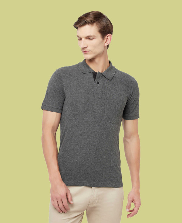 HiFlyers Men'S Solid Tshirts With Pocket Anthra
