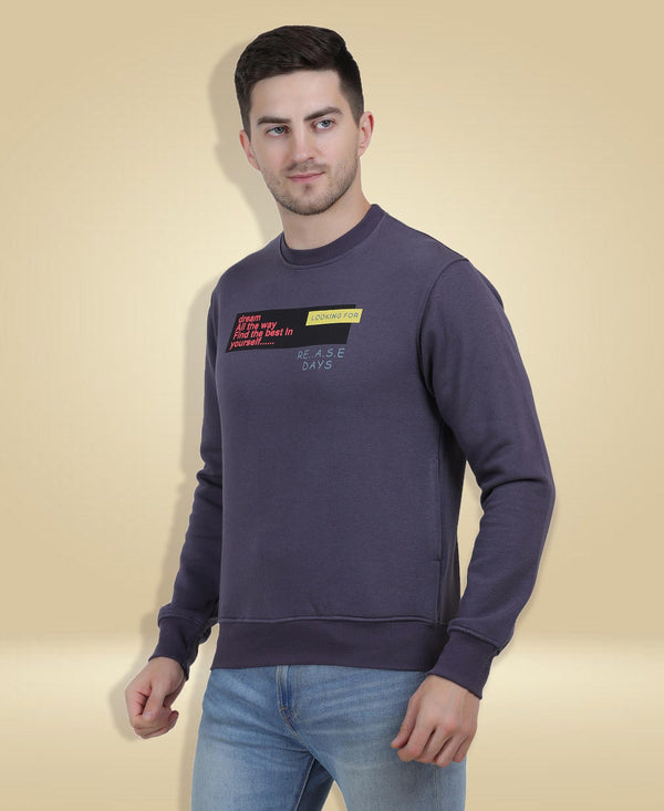 HiFlyers Mens Anthra Slim Fit Printed Round Neck Sweatshirt