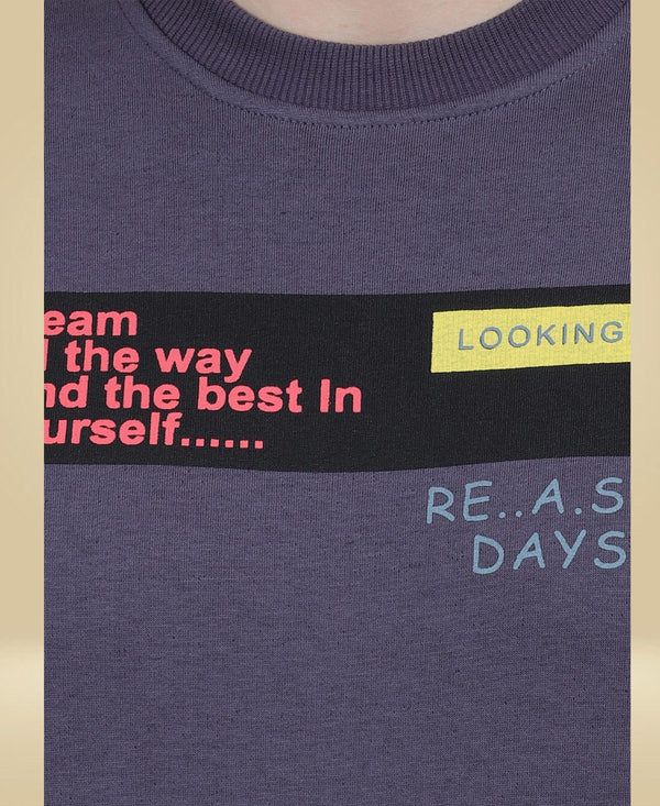 HiFlyers Mens Anthra Slim Fit Printed Round Neck Sweatshirt