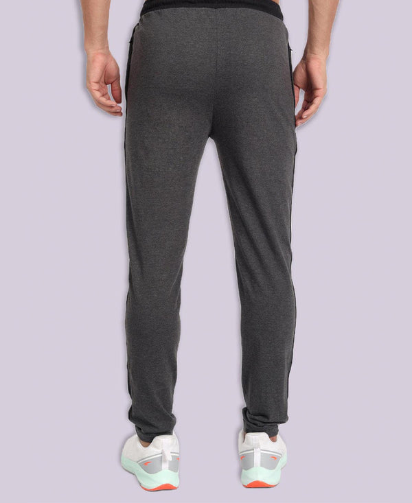 HiFlyers Men Anthra Mellange Striped Detail Track Pants
