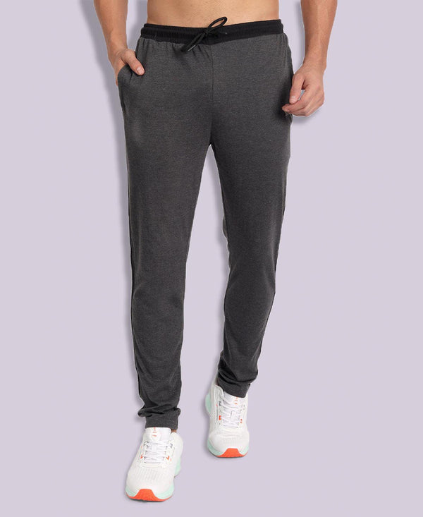 HiFlyers Men Anthra Mellange Striped Detail Track Pants