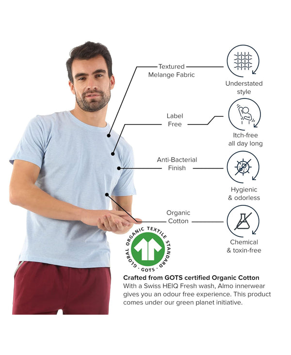 T.T. Men’S Organic Cotton T-Shirt|Melange Slim Fit Tees For Men | Round Neck|Regular Fit|Anti-Bacterial & Lightweight | Ideal For Gym/Sports Activities|Green