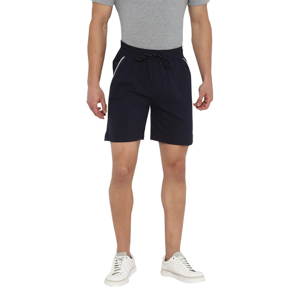 Almo Men Combed Cotton Knitted Shorts | Regular Fit | Soft & Breathable | Everyday Comfort Shorts for Men-Navy