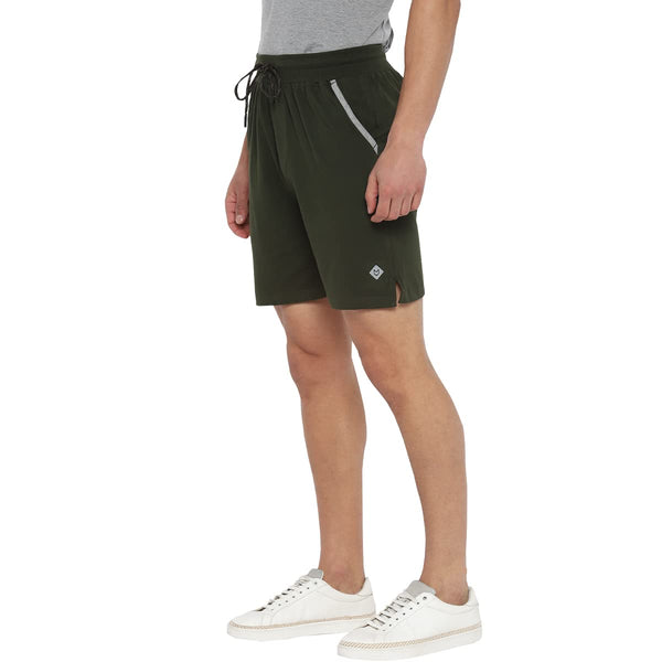 Almo Men Combed Cotton Knitted Shorts | Regular Fit | Soft & Breathable | Everyday Comfort Shorts for Men-Rifle Green