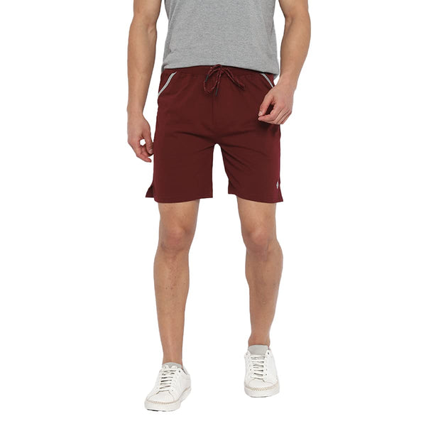 Almo Men Combed Cotton Knitted Shorts | Regular Fit | Soft & Breathable | Everyday Comfort Shorts for Men-Wine