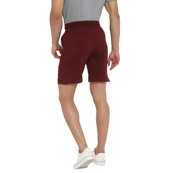 Almo Men Combed Cotton Knitted Shorts | Regular Fit | Soft & Breathable | Everyday Comfort Shorts for Men-Wine