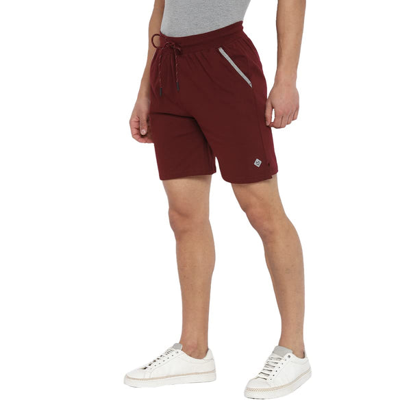 Almo Men Combed Cotton Knitted Shorts | Regular Fit | Soft & Breathable | Everyday Comfort Shorts for Men-Wine