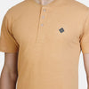 Almo Men Cotton Slub Henley T-Shirt | HalfSleeve | Lightweight & Breathable | Regular Fit Casual T-Shirt for Men-Dirty Orange