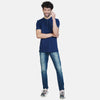 Almo Men Cotton Slub Henley T-Shirt | HalfSleeve | Lightweight & Breathable | Regular Fit Casual T-Shirt for Men-Navy