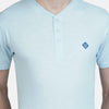 Almo Men Cotton Slub Henley T-Shirt | HalfSleeve | Lightweight & Breathable | Regular Fit Casual T-Shirt for Men-Light Blue