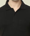 T.T. Men'S Solid Sinker Polo Tshirts With PocketBlack