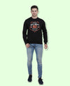 HiFlyers Mens Black Slim Fit Printed Round Neck Sweatshirt