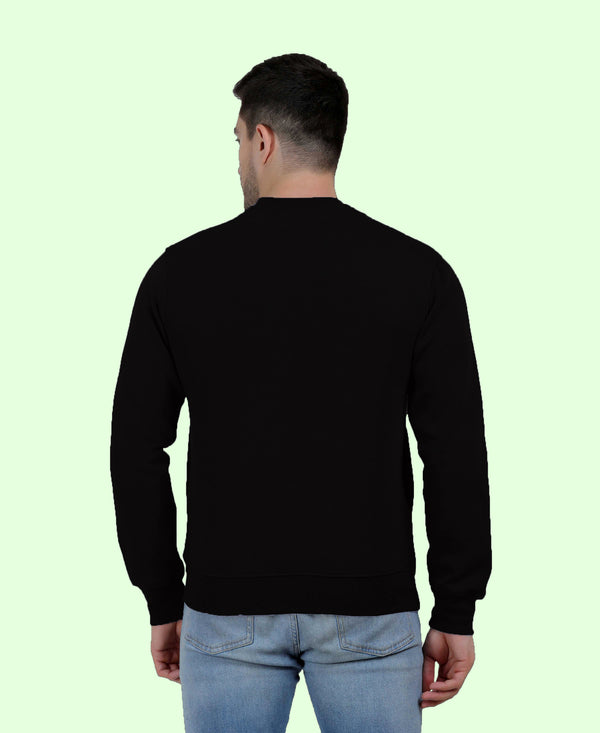HiFlyers Mens Black Slim Fit Printed Round Neck Sweatshirt