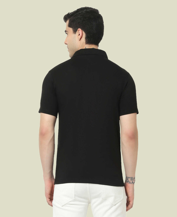 T.T. Men'S Solid Sinker Polo Tshirts With PocketBlack