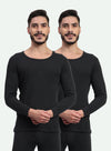 T.T. Men Regular Fit Cotton Rich With Elastomeric Finish Thermal Top Pack Of 2-Black