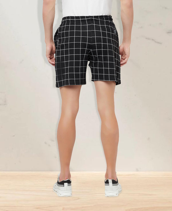 T.T. Men Cool Check Shorts Pack Of 1 Black