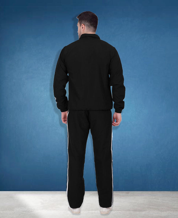 HiFlyers Mens Black Regular Fit Solid Micro Polyester Fabric Tracksuit (All Season)