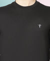 T.T. Men Black Cotton Polyster Regular Fit Solid Sweatshirt Style Tshirt