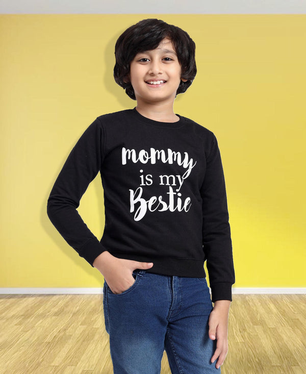 HiFlyers Boys Regular Fit | Premium Cotton Fleece |Full Sleeves|Round Neck|Trendy Winter Wear| Sweatshirts For Boys And Girls -Black