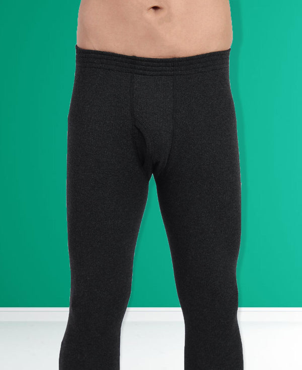 T.T. Men Regular Fit Cotton Rich With Elastomeric Finish Thermal Trouser Pack Of 3-Black