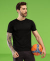 T.T. Men Slim Fit Poly Jersey Round Neck Half Sleeve T-Shirt Black