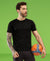 T.T. Men Slim Fit Poly Jersey Round Neck Half Sleeve T-Shirt Black