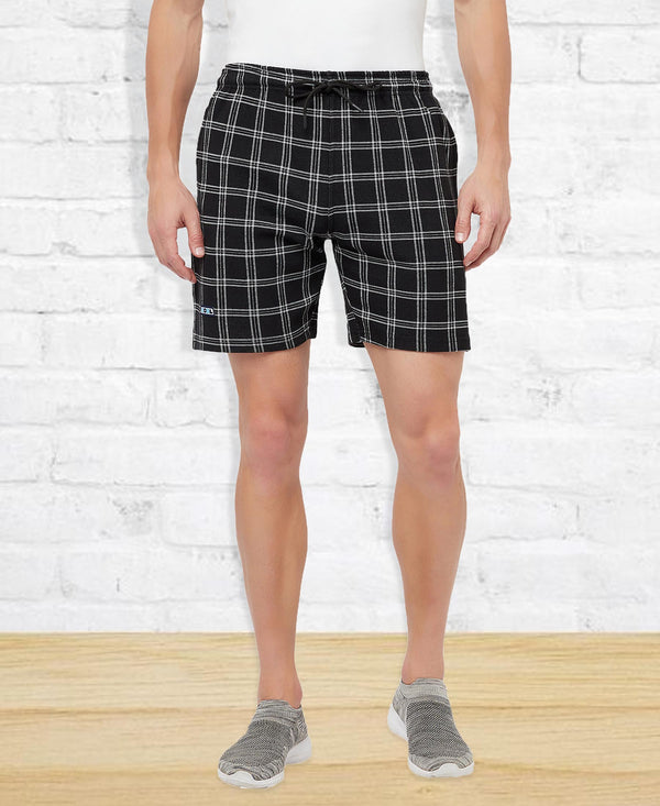 T.T. Men Cool Check Shorts Pack Of 1 Black