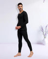 T.T. Men Regular Fit Super Soft, Super Warm Cotton Rich With Elastomeric Finish Thermal Set -Black