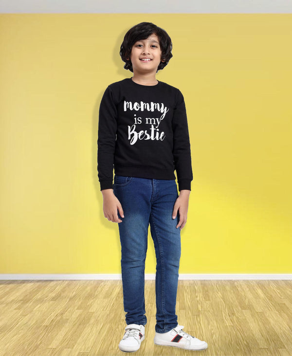 HiFlyers Boys Regular Fit | Premium Cotton Fleece |Full Sleeves|Round Neck|Trendy Winter Wear| Sweatshirts For Boys And Girls -Black