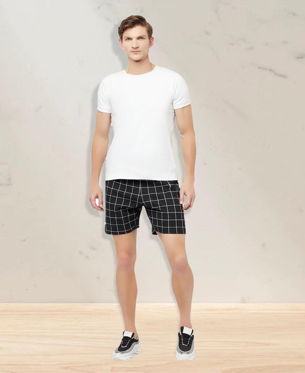T.T. Men Cool Check Shorts Pack Of 1 Black